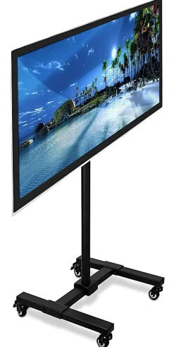Mount-It! Height-Adjustable Mobile TV Stand For 13” - 42” Screens, Black