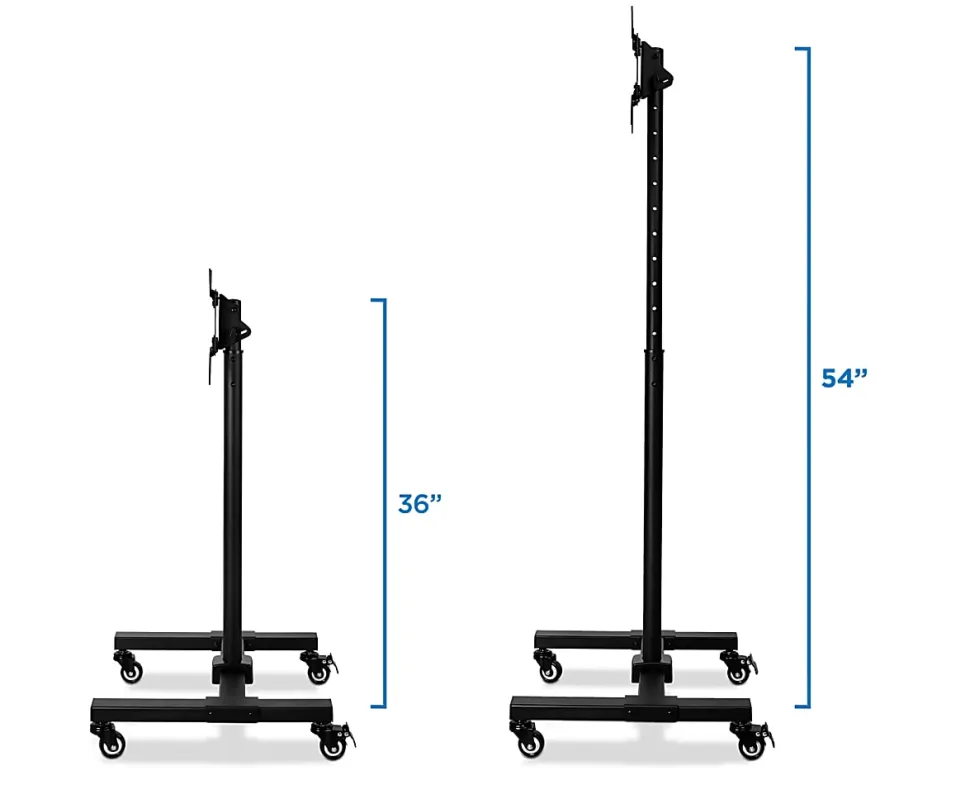 Mount-It! Height-Adjustable Mobile TV Stand For 13” - 42” Screens, Black