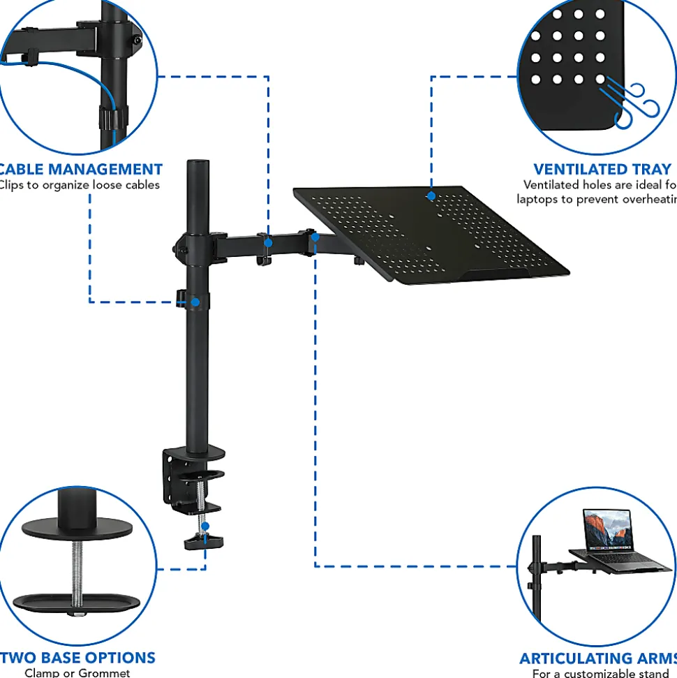 Mount-It! Laptop Notebook Desk Stand Mount, Black, MI-4352LT