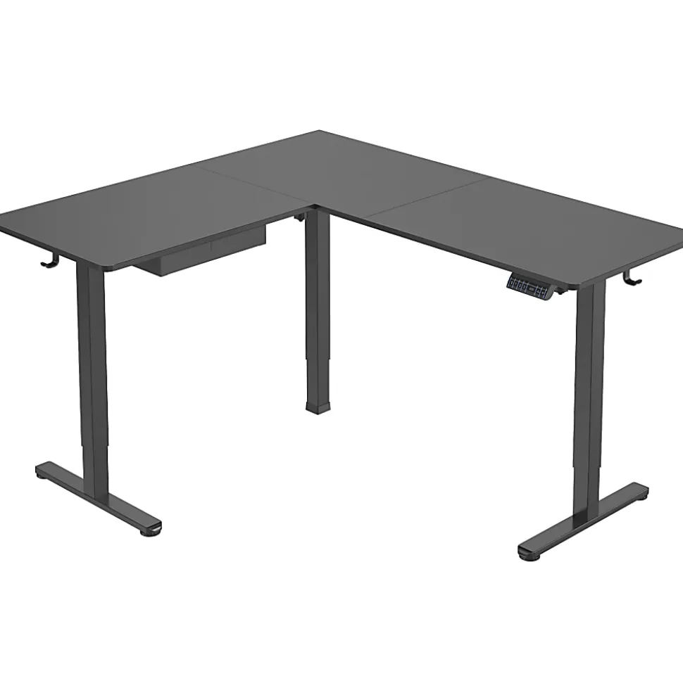 Mount-It! Large Electric 63”W Adjustable Height Corner Standing Desk, Black