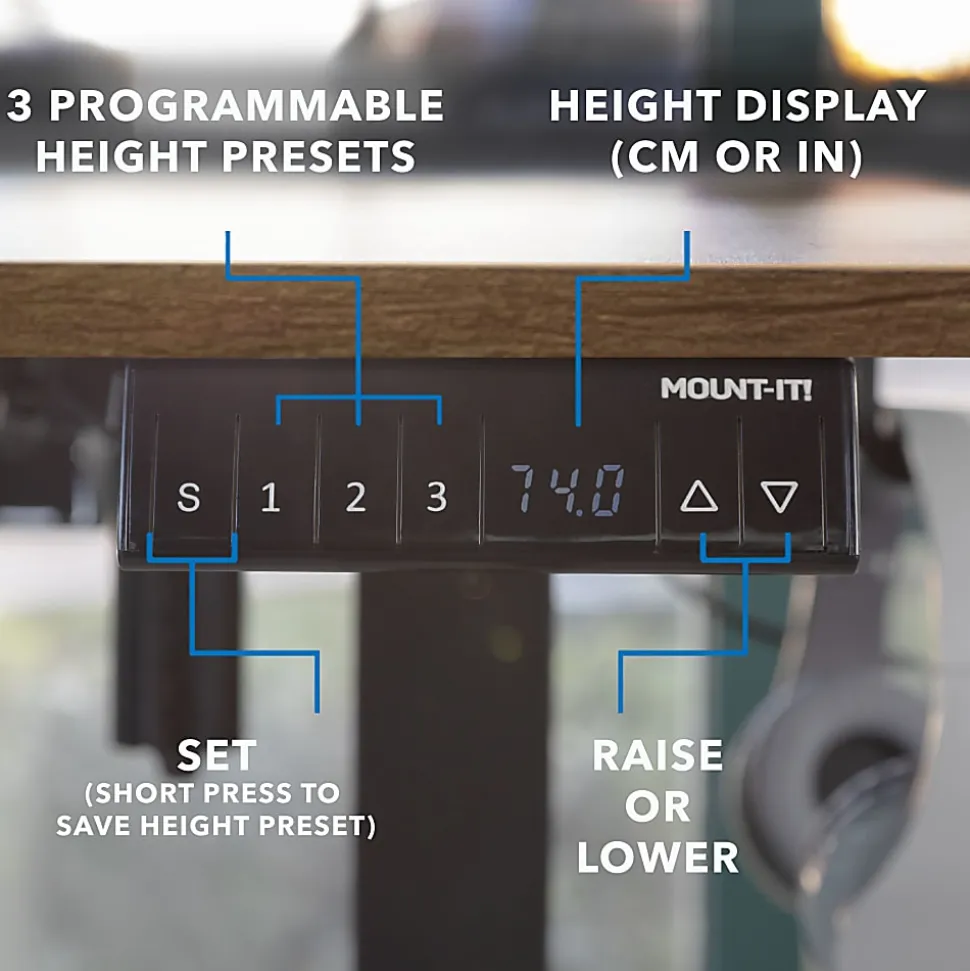 Mount-It! Large Height Adjustable 28.3" and 46.5" Corner Sit-Stand Desk, Brown
