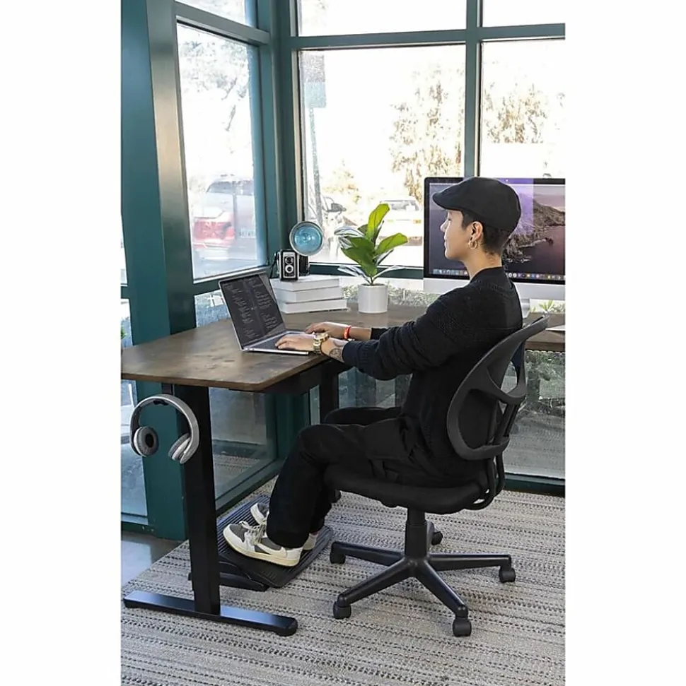 Mount-It! Large Height Adjustable 28.3" and 46.5" Corner Sit-Stand Desk, Brown