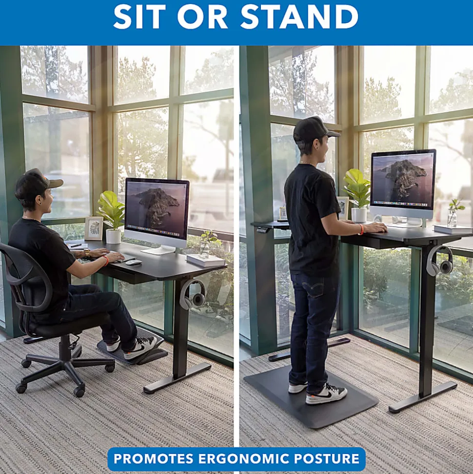 Mount-It! L-Shaped Electric Height-Adjustable Sit-Stand Desk, Black