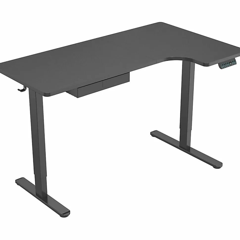 Mount-It! L-Shaped Electric Height-Adjustable Sit-Stand Desk, Black