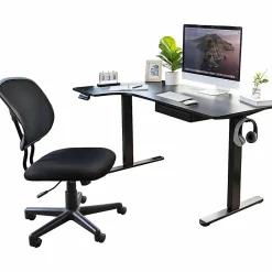 Mount-It! L-Shaped Electric Height-Adjustable Sit-Stand Desk, Black
