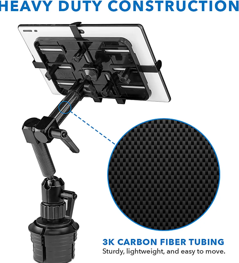 Mount-It! MI-7321 Carbon Fiber Cup Holder Tablet Mount, Black
