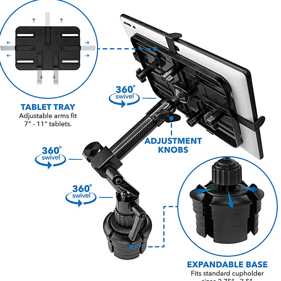 Mount-It! MI-7321 Carbon Fiber Cup Holder Tablet Mount, Black