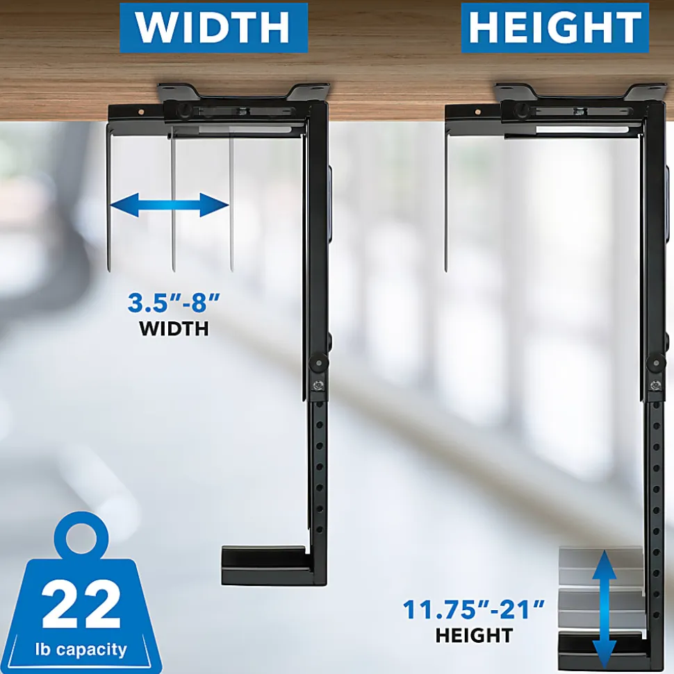 Mount-It! MI-7150 CPU Under Desk Mount Bracket, 3.5" to 8" W, Black