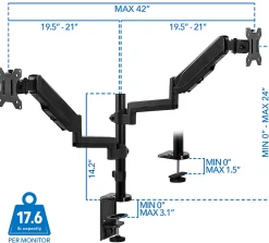 Mount-It! MI-4762 Dual-Monitor Arm Desk Mount, 17