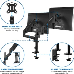 Mount-It! MI-4762 Dual-Monitor Arm Desk Mount, 17