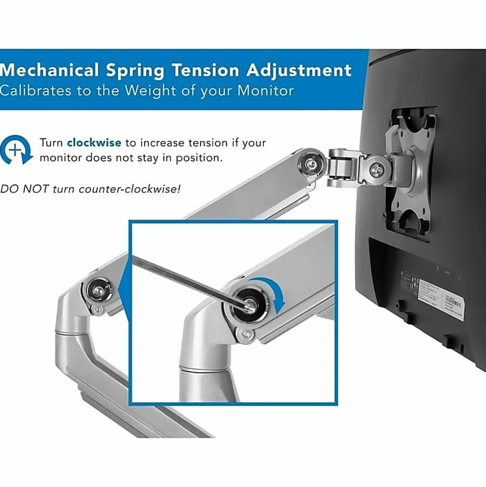 Mount-It! MI-2762 Dual-Monitor Arm Mount With USB Port, 16"H x 10"W x 6.6"D, Silver
