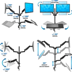Mount-It! MI-7996 Dual Monitor Sit-Stand Desk Mount With Keyboard Tray, 38