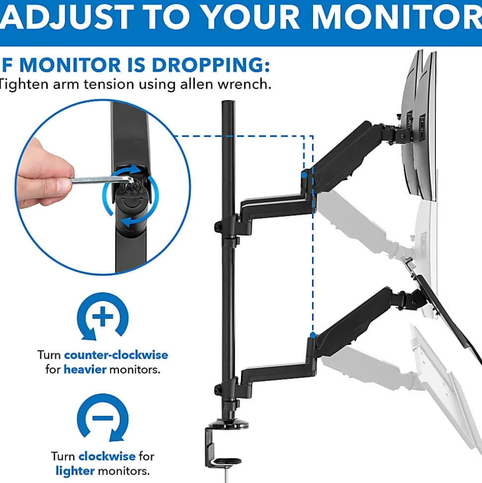 Mount-It! MI-7996 Dual Monitor Sit-Stand Desk Mount With Keyboard Tray, 38"H x 37"W x 27-1/2"L, Black