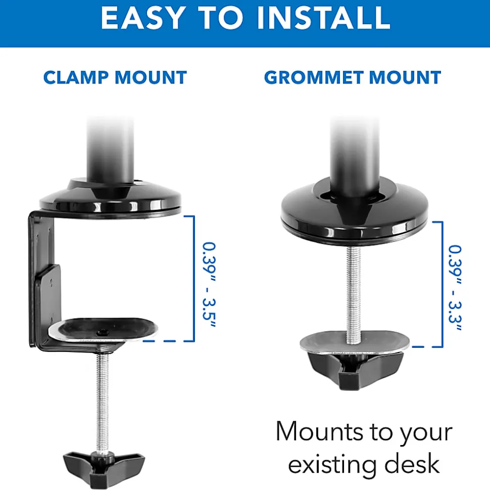 Mount-It! MI-7996 Dual Monitor Sit-Stand Desk Mount With Keyboard Tray, 38"H x 37"W x 27-1/2"L, Black