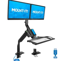 Mount-It! MI-7984 Dual-Monitor Sit-Stand Desk Riser Workstation With Gas Lift, 26