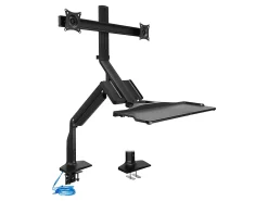Mount-It! MI-7984 Dual-Monitor Sit-Stand Desk Riser Workstation With Gas Lift, 26