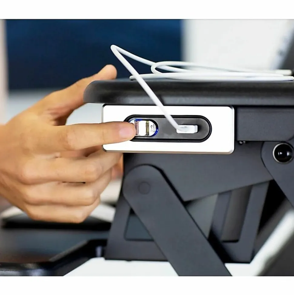 Mount-It! MI-7927E Electric 41"W Standing Desk Converter With USB Port, Black