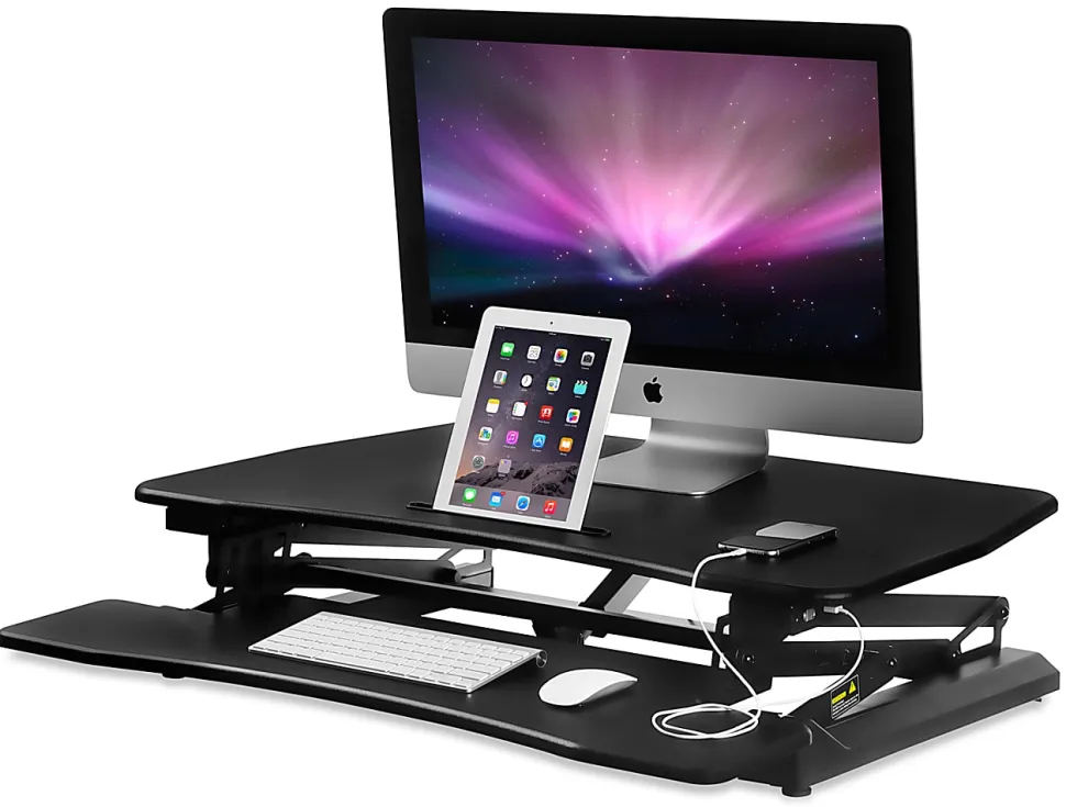 Mount-It! MI-7927E Electric 41"W Standing Desk Converter With USB Port, Black