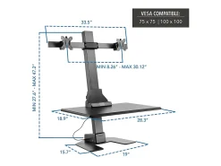 Mount-It! MI-7952 Electric Standing Desk Converter With Dual-Monitor Mount, Black