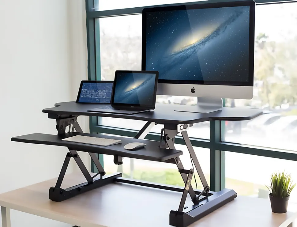 Mount-It! MI-7962 Electric Standing Desk Riser, 6"H x 50"W x 9"D, Black