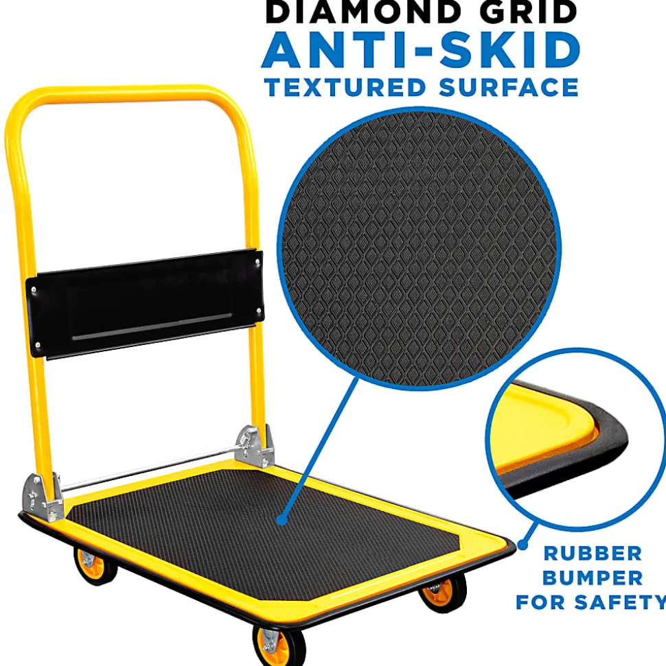 Mount-It! MI-921 Foldable Flatbed With Swivel Wheels, 33"H x 23"W x 35"D, Black