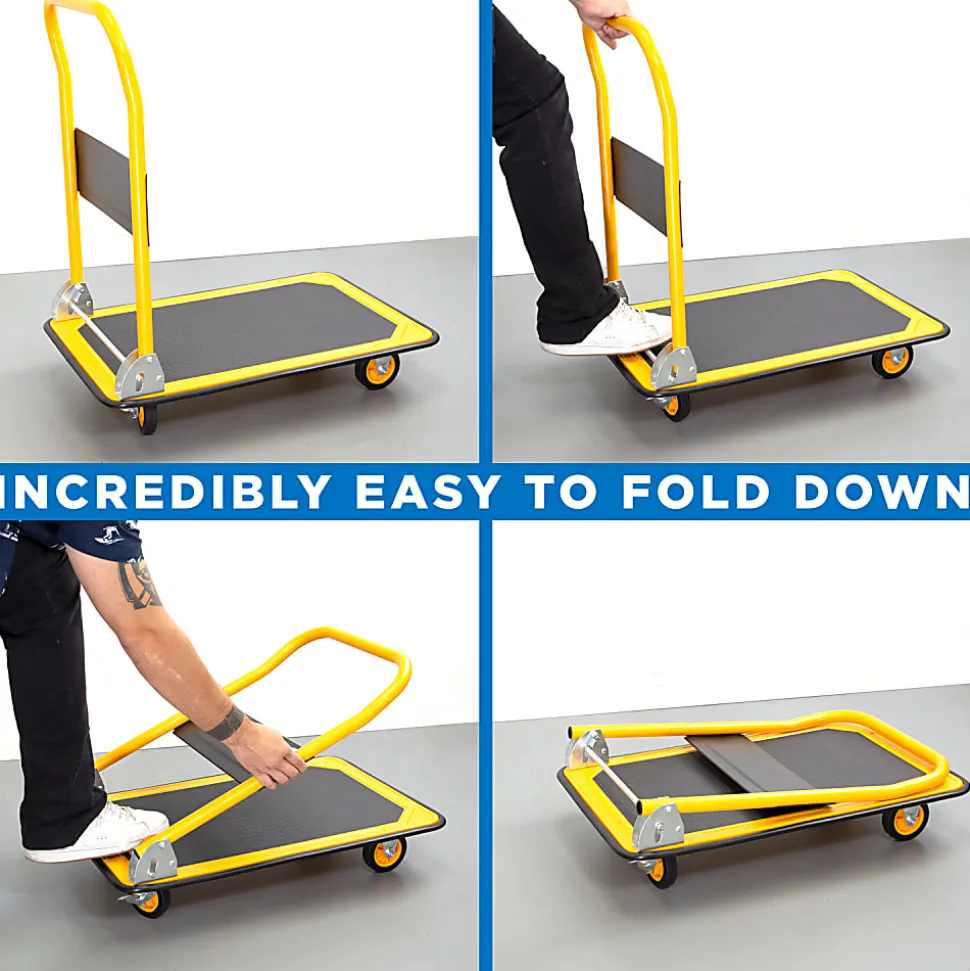 Mount-It! MI-921 Foldable Flatbed With Swivel Wheels, 33"H x 23"W x 35"D, Black