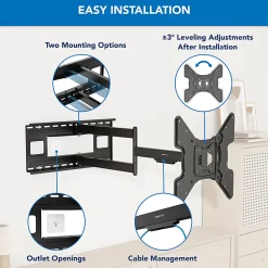 Mount-It! MI-393 Full-Motion TV Wall Mount, Black