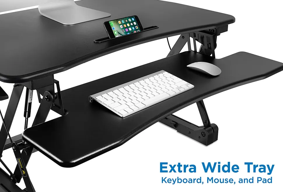 Mount-It! MI-7955 Height-Adjustable Standing Desk Riser, 6"H x 35.5"W x 9"D, Black