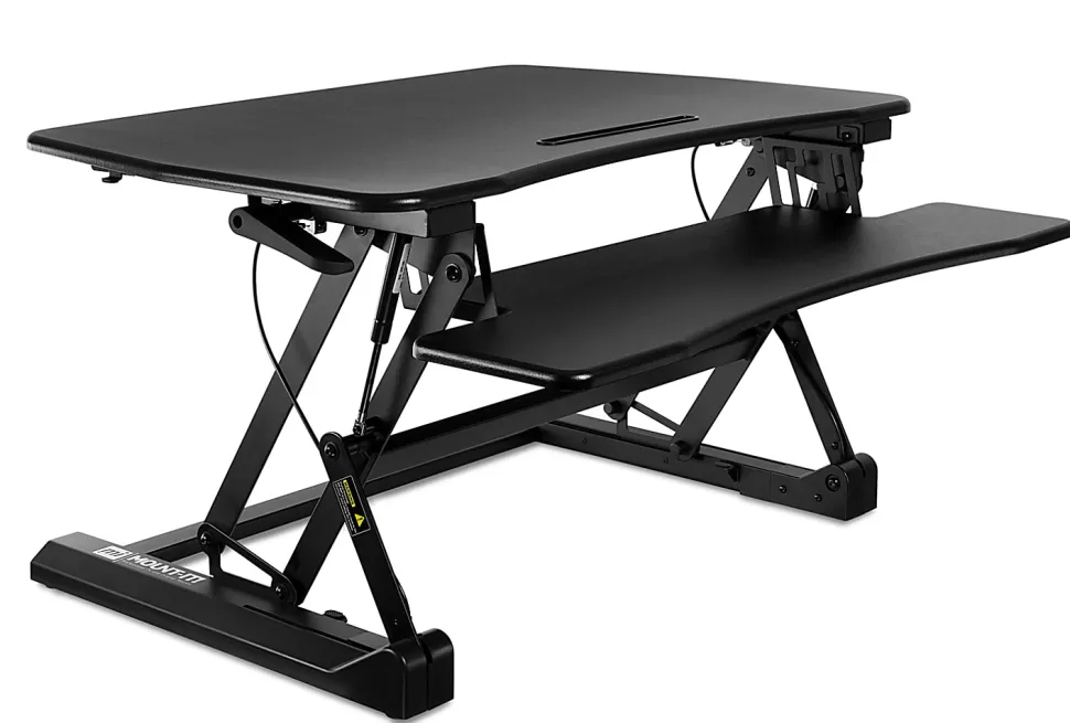 Mount-It! MI-7955 Height-Adjustable Standing Desk Riser, 6"H x 35.5"W x 9"D, Black