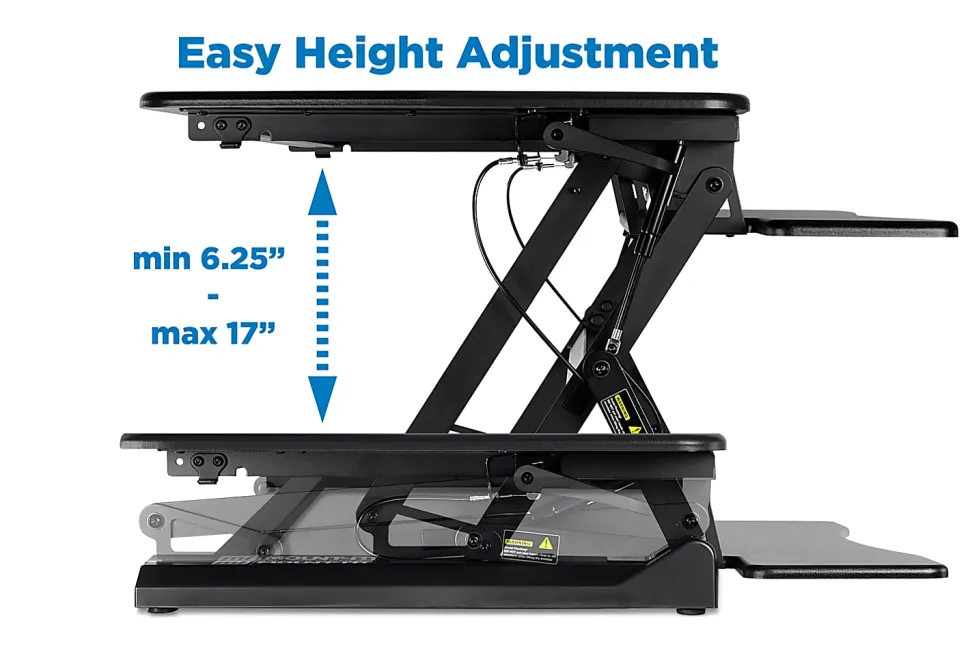 Mount-It! MI-7955 Height-Adjustable Standing Desk Riser, 6"H x 35.5"W x 9"D, Black