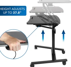 Mount-It! MI-7969 Height-Adjustable Rolling Sit-Stand Workstation, 41-3/4