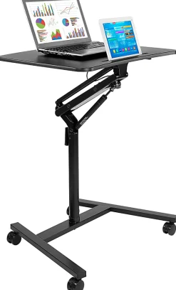 Mount-It! MI-7969 Height-Adjustable Rolling Sit-Stand Workstation, 41-3/4