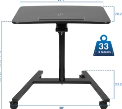 Mount-It! MI-7969 Height-Adjustable Rolling Sit-Stand Workstation, 41-3/4