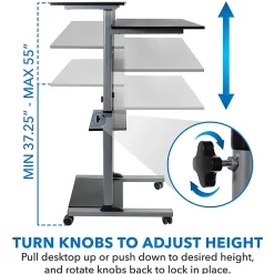Mount-It! MI-7970 Height-Adjustable Mobile Standing Desk Workstation, 55