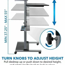 Mount-It! MI-7970 Height-Adjustable Mobile Standing Desk Workstation, 55