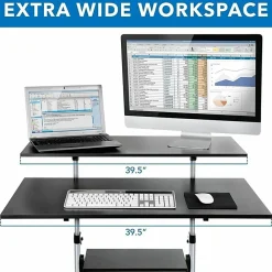 Mount-It! MI-7970 Height-Adjustable Mobile Standing Desk Workstation, 55
