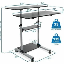 Mount-It! MI-7970 Height-Adjustable Mobile Standing Desk Workstation, 55
