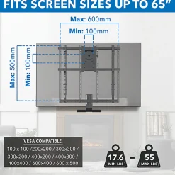 Mount-It! MI-384 Height-Adjustable Fireplace TV Mount For Screens 42" - 65", 70"H x 40"W x 13"D, Black