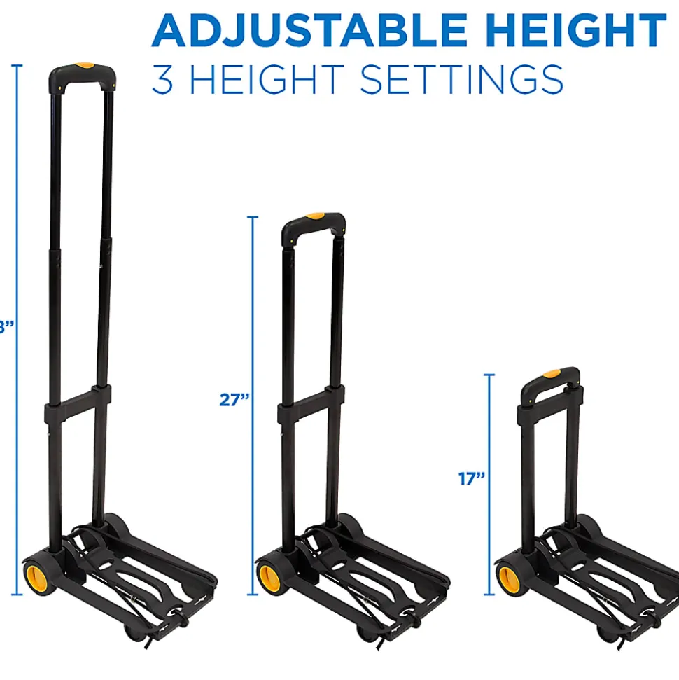 Mount-It! MI-912 Luggage Folding Cart And Dolly, 17"H x 3"W x 9"D, Black