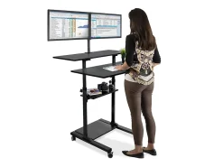 Mount-It! MI-7972 Mobile Standing Desk Workstation, With Dual-Monitor Mount, 72-1/4