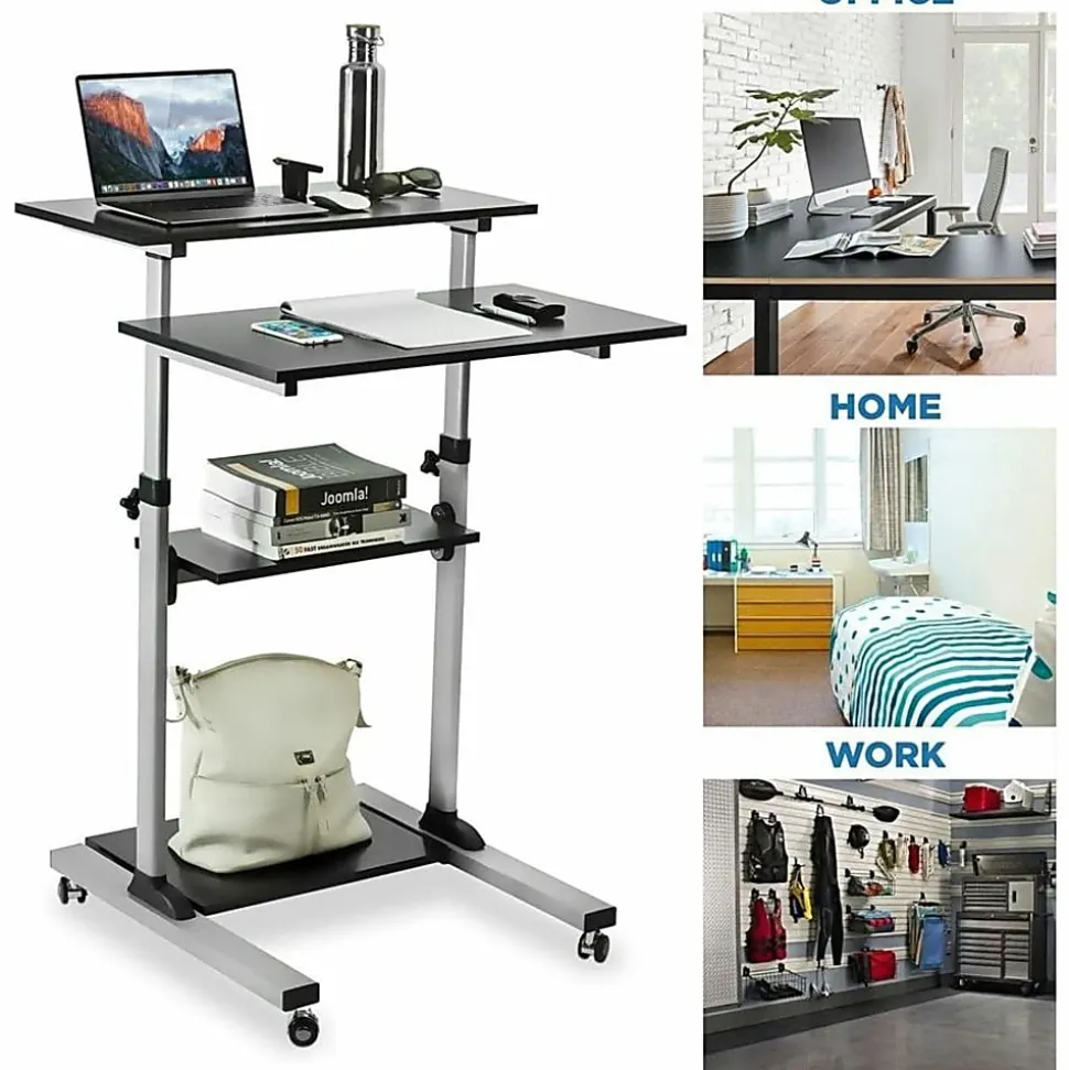 Mount-It! MI-7940 Mobile 37"W Stand-Up Desk, Silver