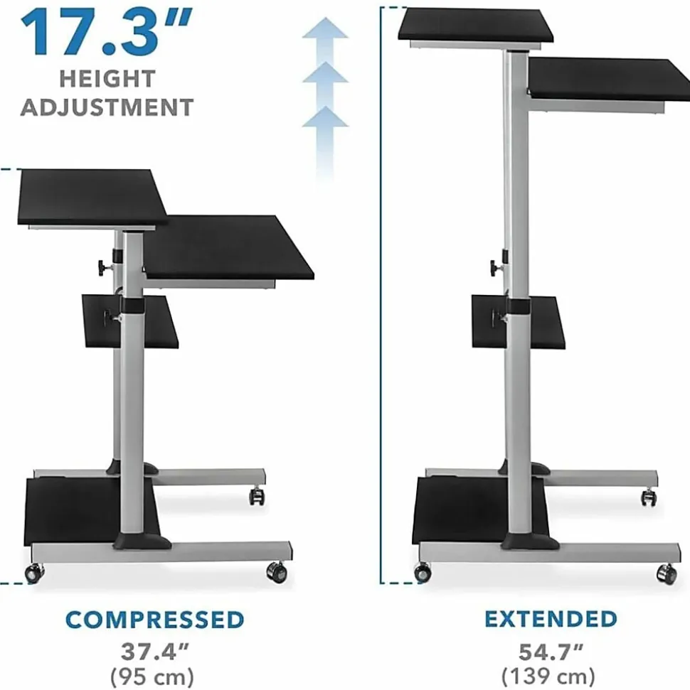 Mount-It! MI-7940 Mobile 37"W Stand-Up Desk, Silver