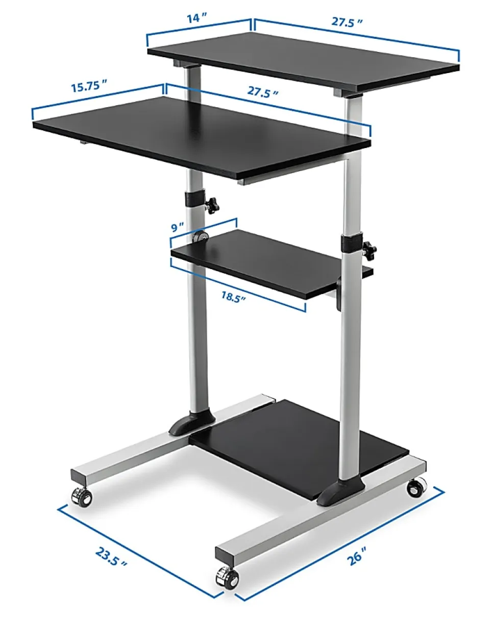Mount-It! MI-7940 Mobile 37"W Stand-Up Desk, Silver