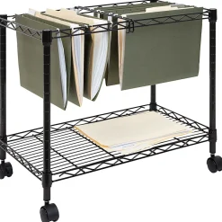 Mount-It! MI-7858 Rolling File Cart With Folder Rack, Black