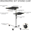 Mount-It! MI-7945 Rolling Laptop Tray And Projector Cart, 26”H x 24”W x 3”D, Black