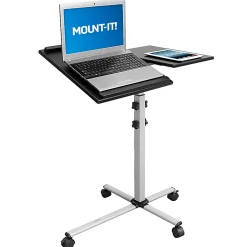 Mount-It! MI-7945 Rolling Laptop Tray And Projector Cart, 26”H x 24”W x 3”D, Black