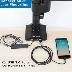 Mount-It MI-4771 Single Monitor Desk Mount, 12-13/16”H x 21-1/2”W x 2”D, Black