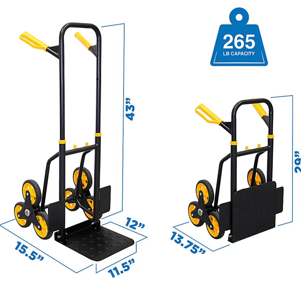 Mount-It! MI-913 Stair Climber Hand Truck And Dolly, 43"H x 11"W x 15"D, Black