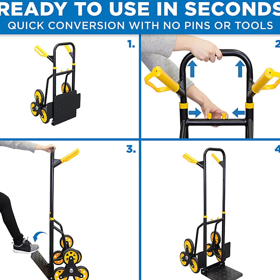 Mount-It! MI-913 Stair Climber Hand Truck And Dolly, 43"H x 11"W x 15"D, Black