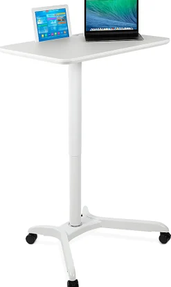 Mount-It! MI-7975 Standing Mobile Laptop Cart Workstation, 29-15/16”H x 28”W x 21-1/8”D, White